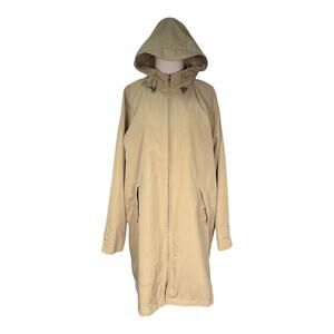 L.L. Bean Women’s Large Camel Hooded Trench Coat Lightweight Full Zip Outdoor